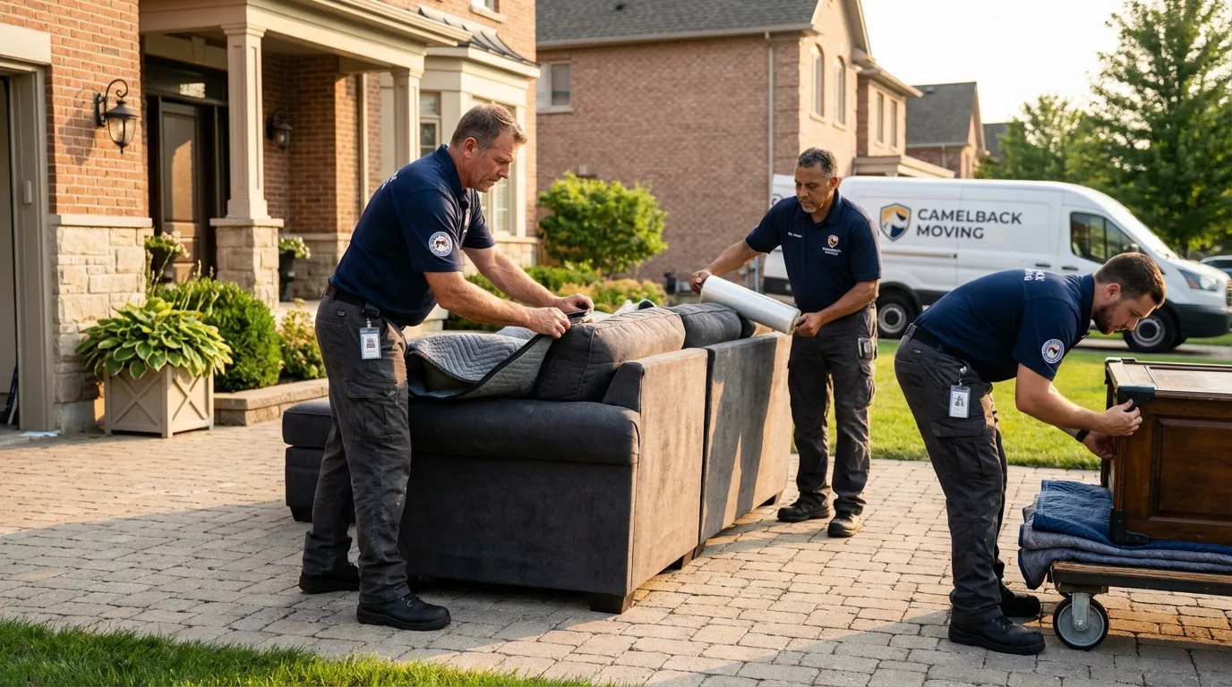 Large estate moving crew wrapping furniture in Flippin, AR